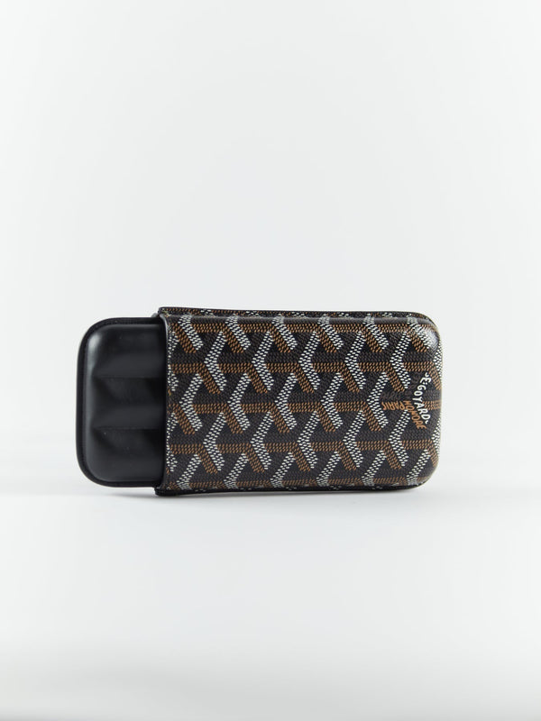 Goyard cigar case coated canvas with the iconic Goyardine monogram.