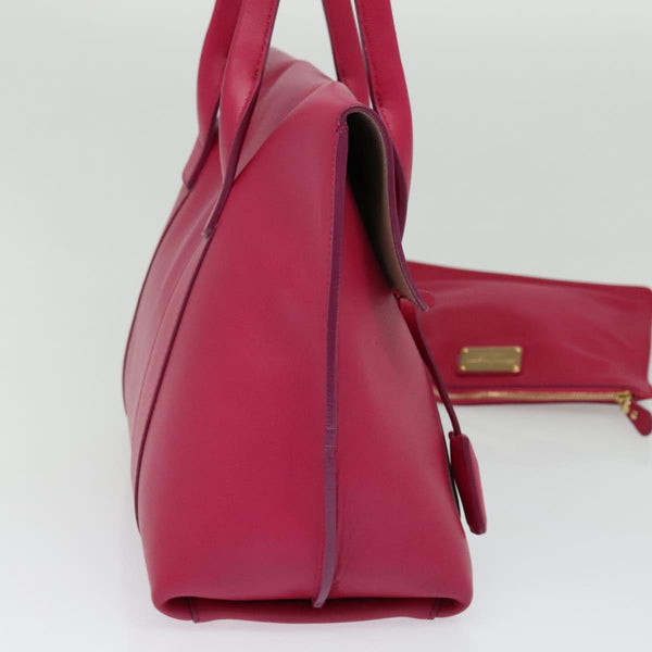 Salvatore Ferragamo Gancini Tote Bag Leather Pink Gold Auth EC1033