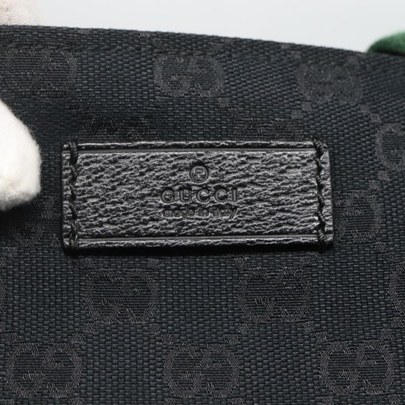 GUCCI GG Canvas Web Sherry Line Tote Bag Black Silver Red 131230 Auth ep8652