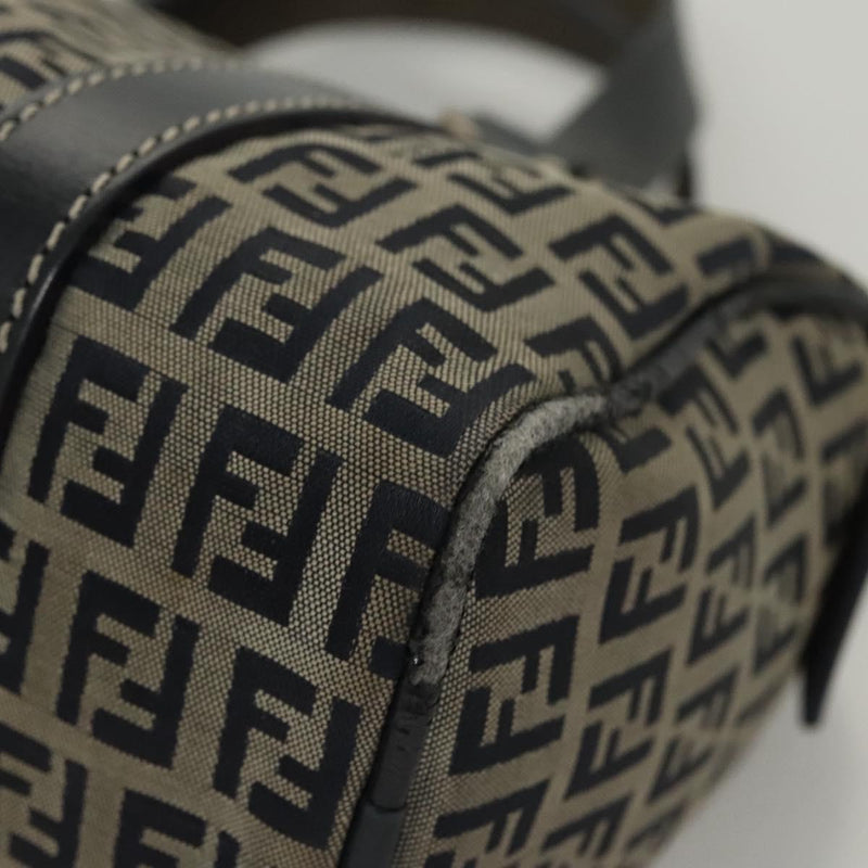 FENDI Zucchino Canvas Hand Bag Navy Silver Auth ep8665