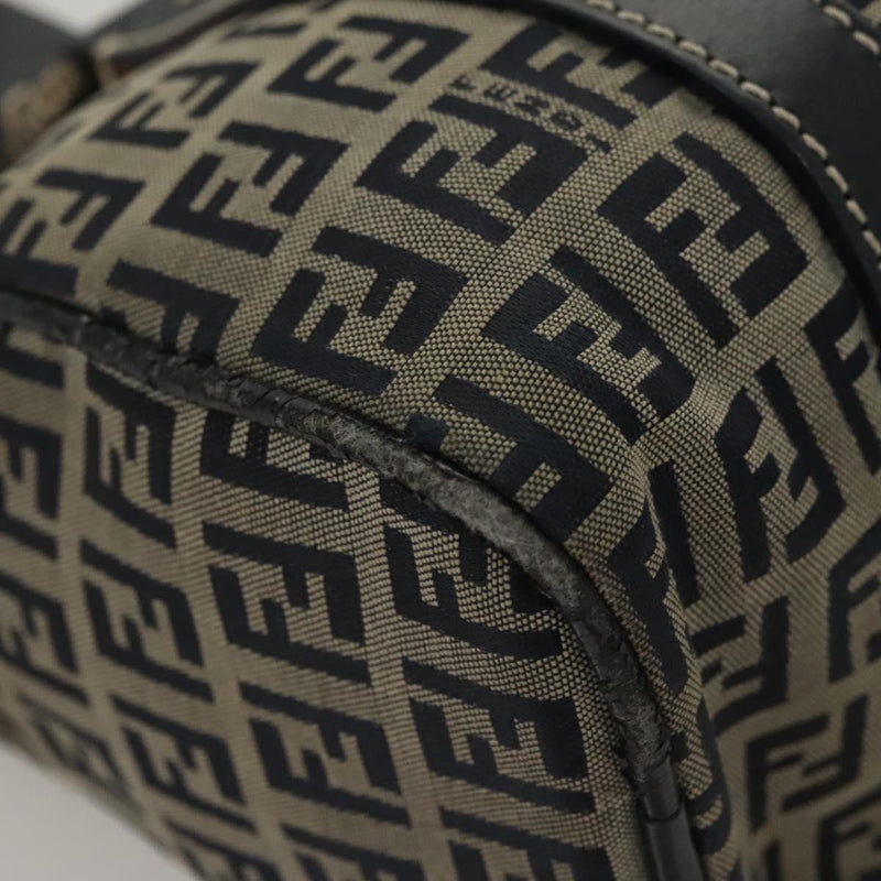 FENDI Zucchino Canvas Hand Bag Navy Silver Auth ep8665