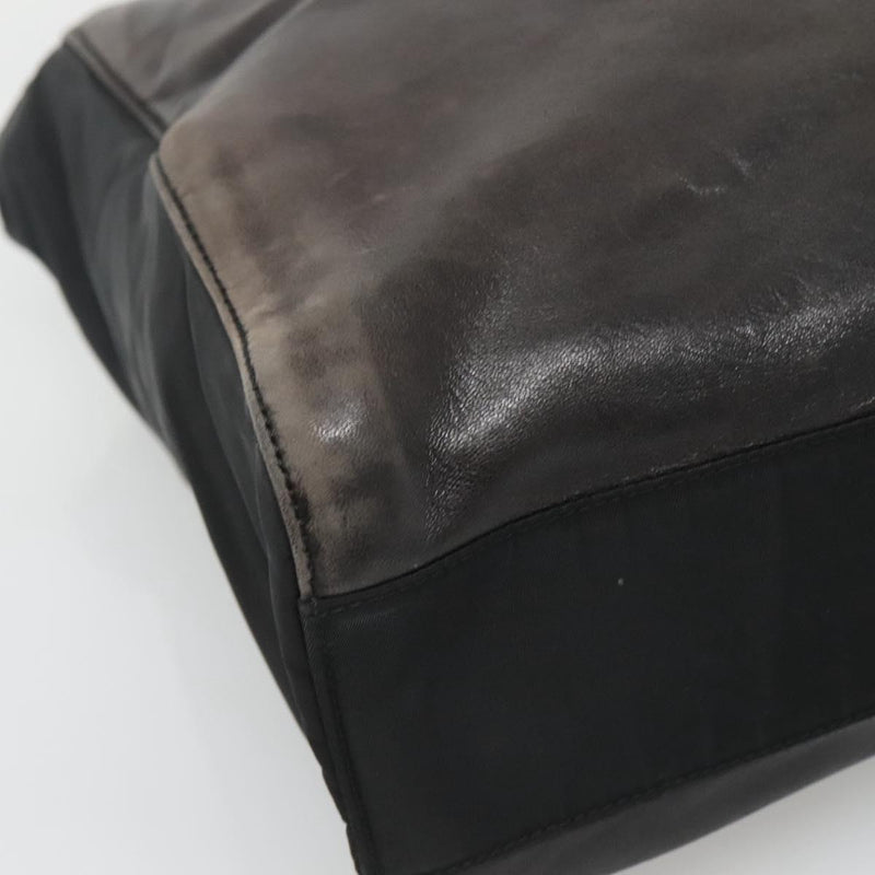 PRADA Chain Shoulder Bag Leather Black Auth ep8669