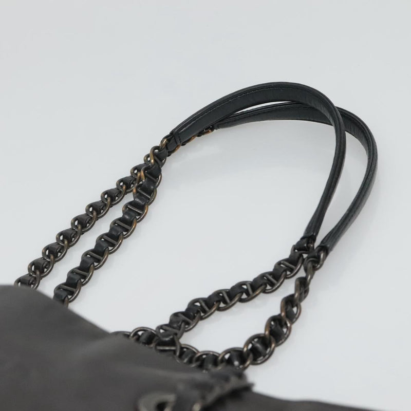 PRADA Chain Shoulder Bag Leather Black Auth ep8669