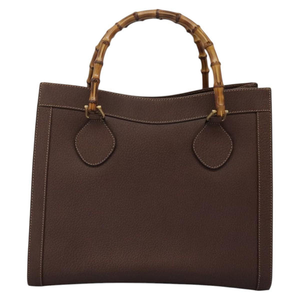 GUCCI Bamboo Hand Bag Leather Brown Gold 002 1186 0260 Auth ep8693