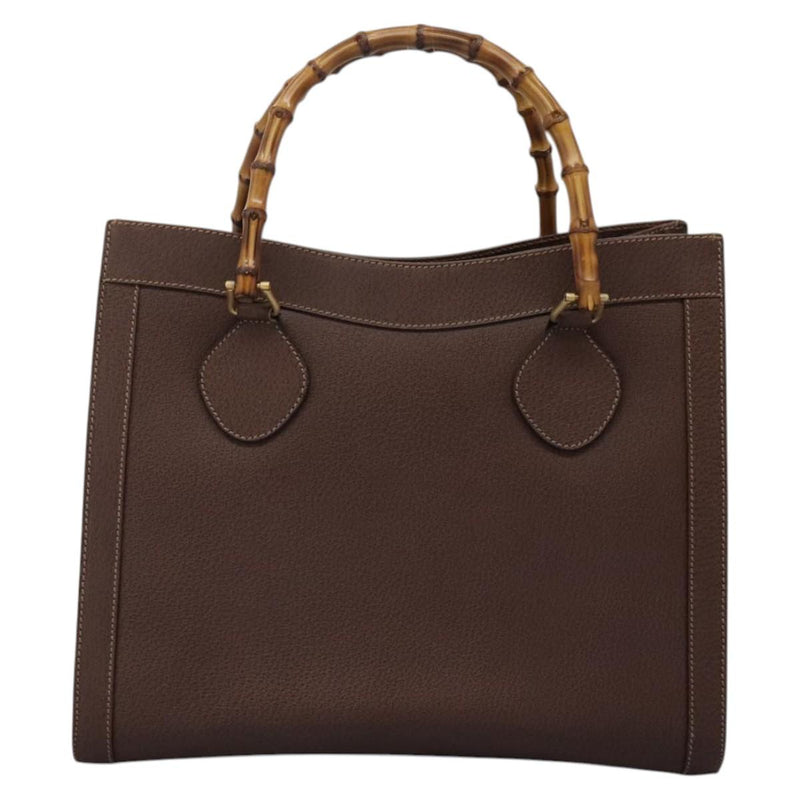 GUCCI Bamboo Hand Bag Leather Brown Gold 002 1186 0260 Auth ep8693
