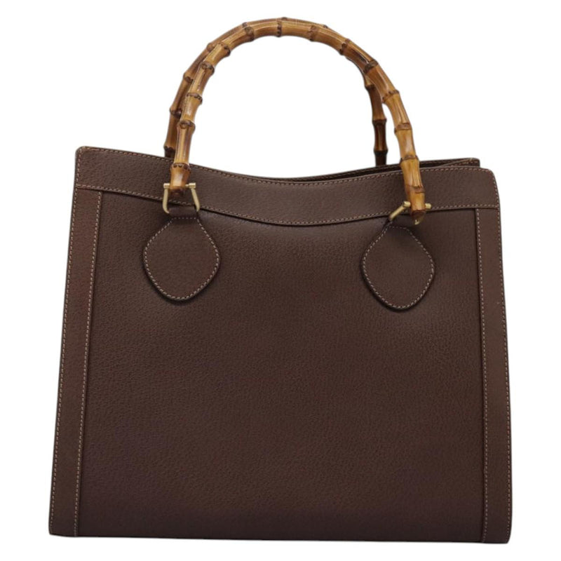 GUCCI Bamboo Hand Bag Leather Brown Gold 002 1186 0260 Auth ep8693