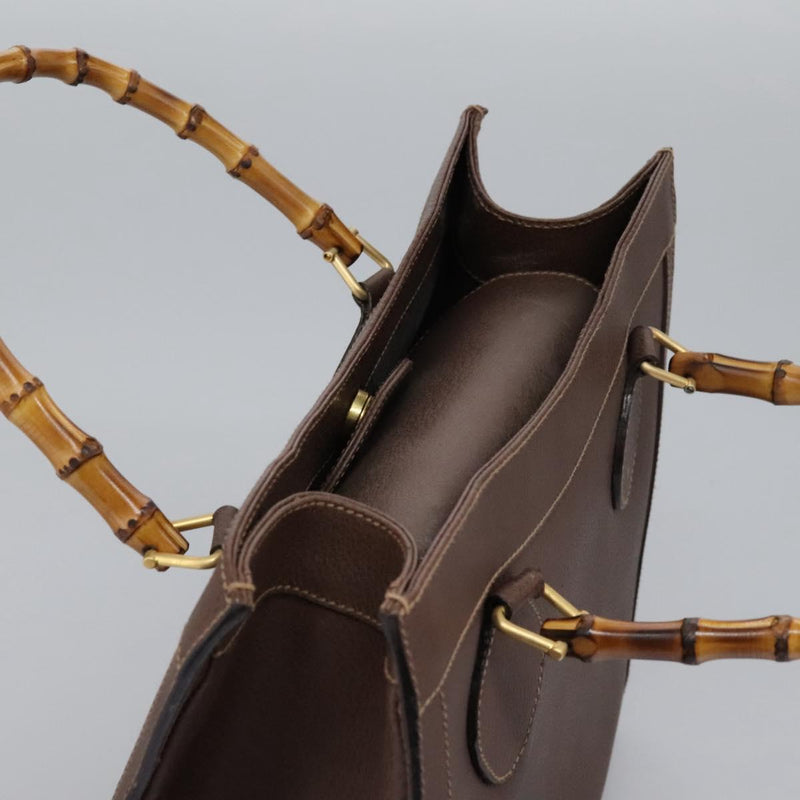 GUCCI Bamboo Hand Bag Leather Brown Gold 002 1186 0260 Auth ep8693