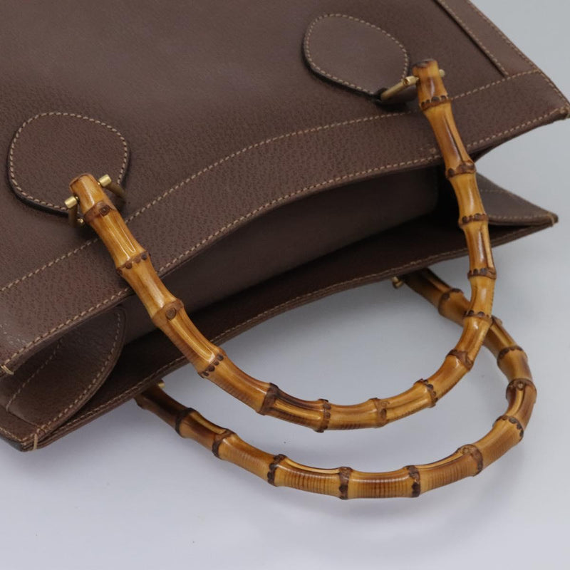 GUCCI Bamboo Hand Bag Leather Brown Gold 002 1186 0260 Auth ep8693