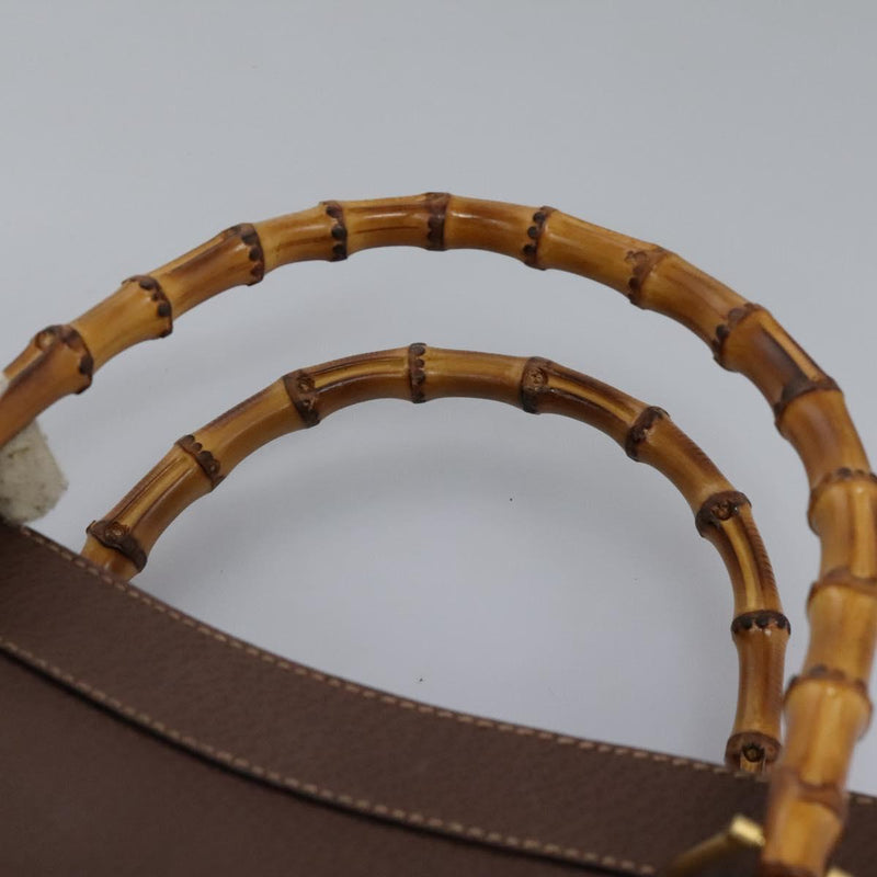 GUCCI Bamboo Hand Bag Leather Brown Gold 002 1186 0260 Auth ep8693