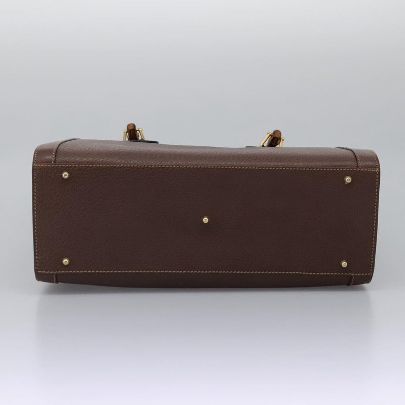 GUCCI Bamboo Hand Bag Leather Brown Gold 002 1186 0260 Auth ep8693