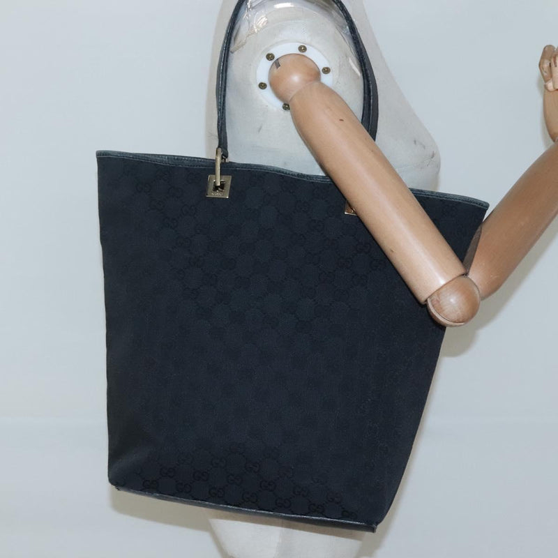 GUCCI GG Canvas Tote Bag Black Gold 002 1098 3444 Auth ep8698