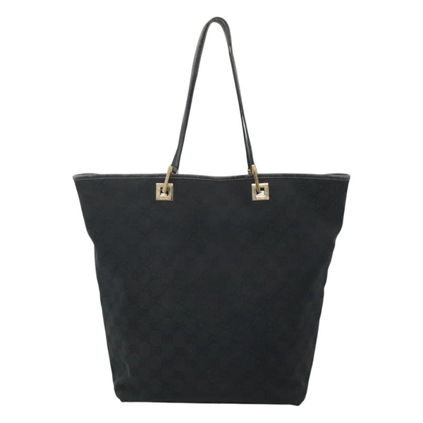 GUCCI GG Canvas Tote Bag Black Gold 002 1098 3444 Auth ep8698