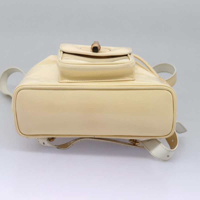 GUCCI Bamboo Backpack Patent leather Beige 003 2058 0030 Auth ep8713