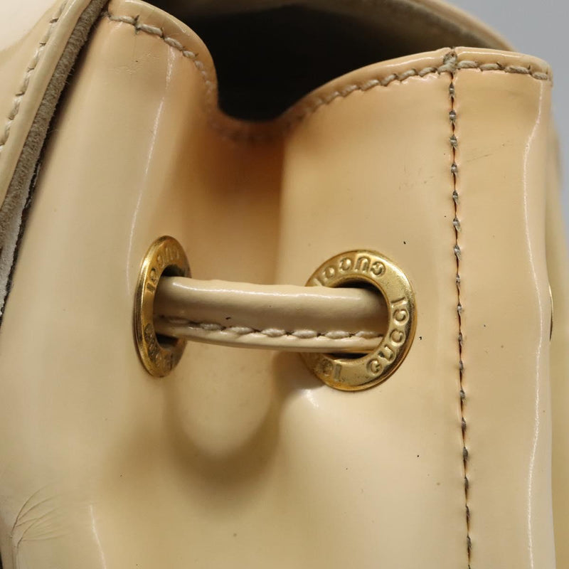 GUCCI Bamboo Backpack Patent leather Beige 003 2058 0030 Auth ep8713