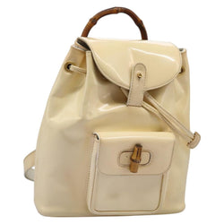 GUCCI Bamboo Backpack Patent leather Beige 003 2058 0030 Auth ep8713