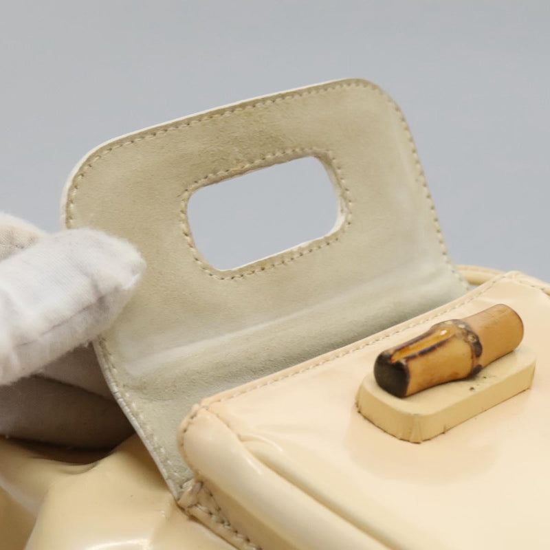 GUCCI Bamboo Backpack Patent leather Beige 003 2058 0030 Auth ep8713