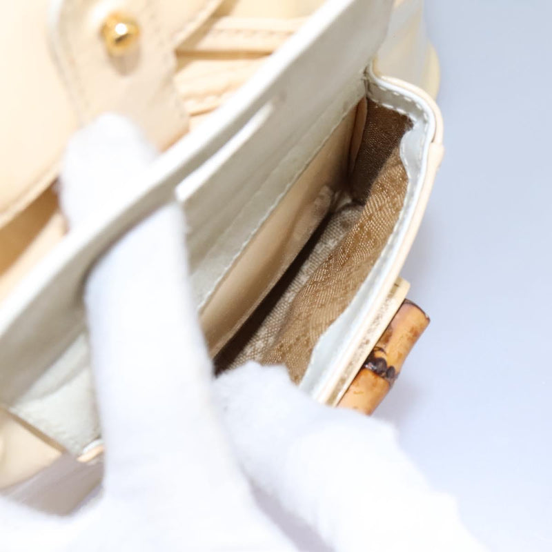 GUCCI Bamboo Backpack Patent leather Beige 003 2058 0030 Auth ep8713