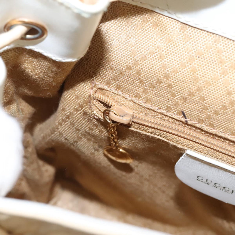 GUCCI Bamboo Backpack Patent leather Beige 003 2058 0030 Auth ep8713
