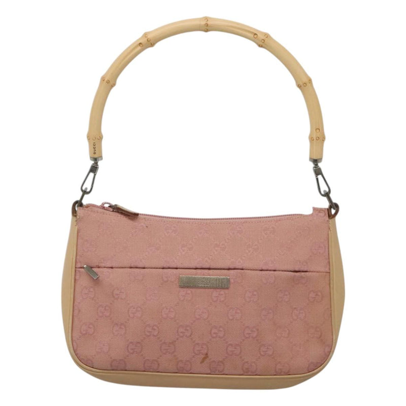 GUCCI Bamboo GG Canvas Hand Bag Pink 001 3870 Auth ep8718