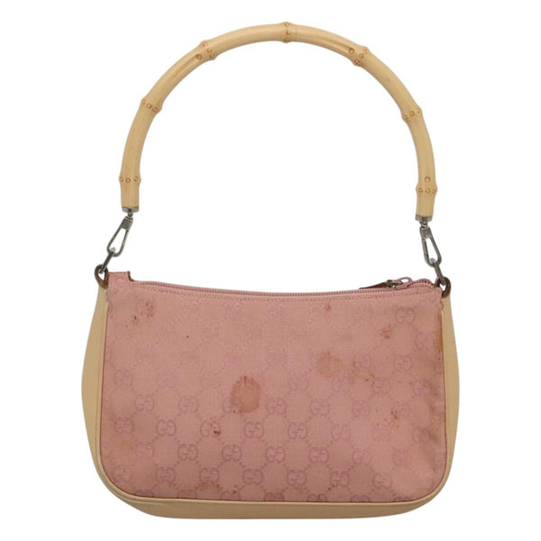 GUCCI Bamboo GG Canvas Hand Bag Pink 001 3870 Auth ep8718