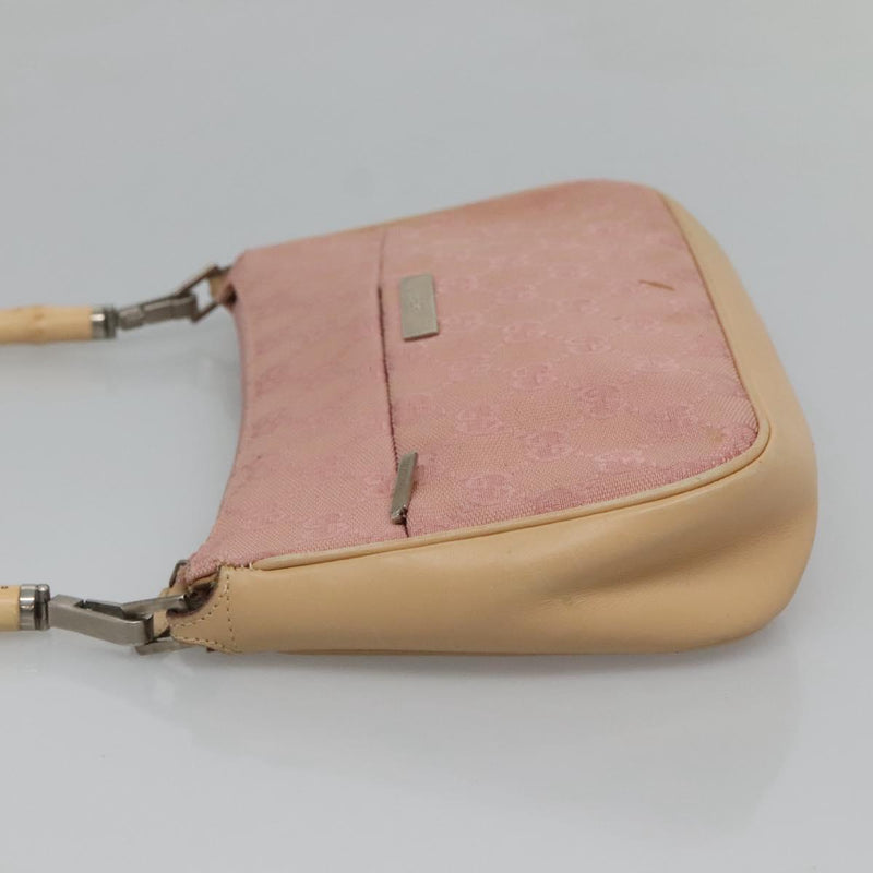 GUCCI Bamboo GG Canvas Hand Bag Pink 001 3870 Auth ep8718