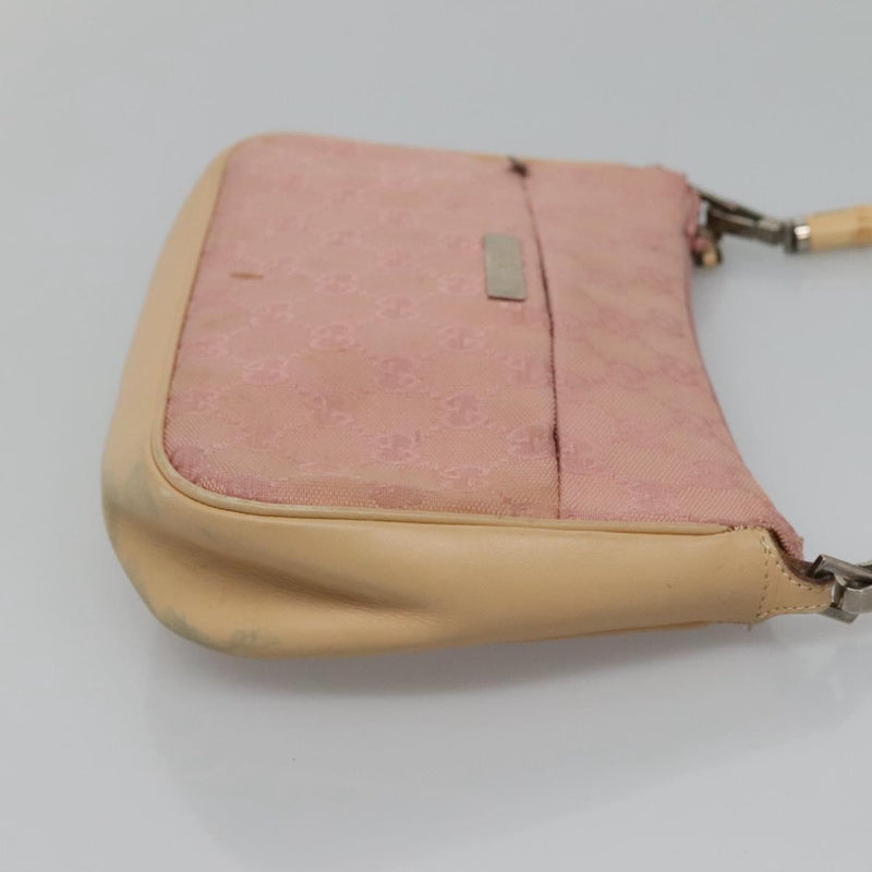 GUCCI Bamboo GG Canvas Hand Bag Pink 001 3870 Auth ep8718