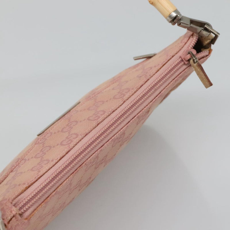 GUCCI Bamboo GG Canvas Hand Bag Pink 001 3870 Auth ep8718