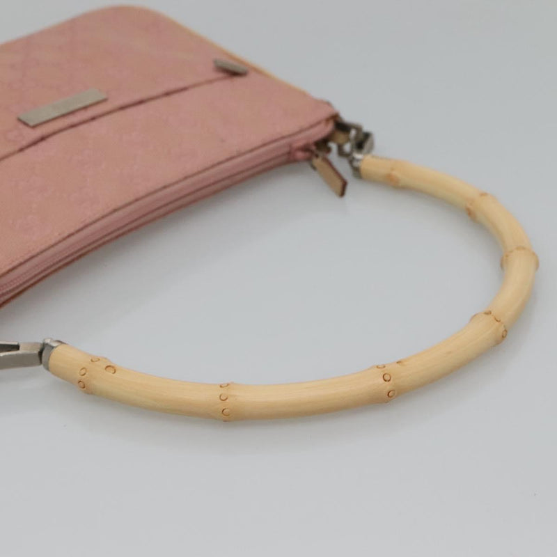 GUCCI Bamboo GG Canvas Hand Bag Pink 001 3870 Auth ep8718