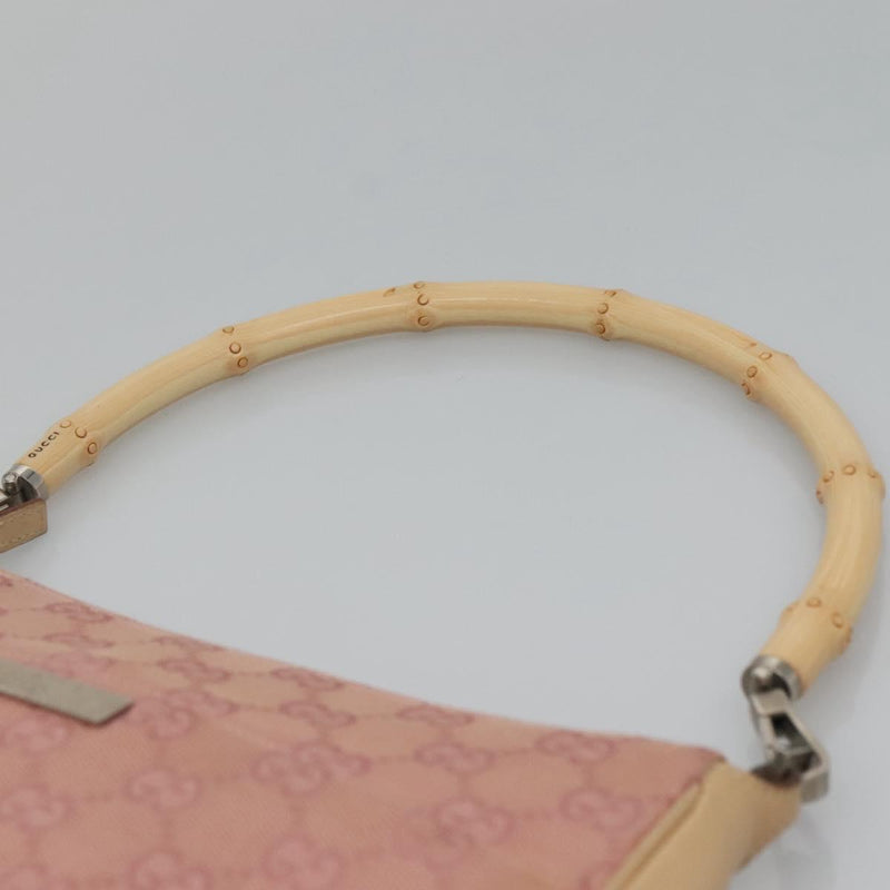 GUCCI Bamboo GG Canvas Hand Bag Pink 001 3870 Auth ep8718