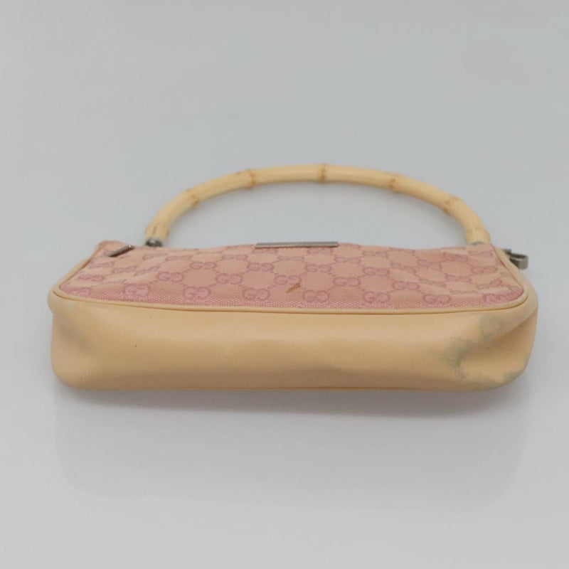GUCCI Bamboo GG Canvas Hand Bag Pink 001 3870 Auth ep8718