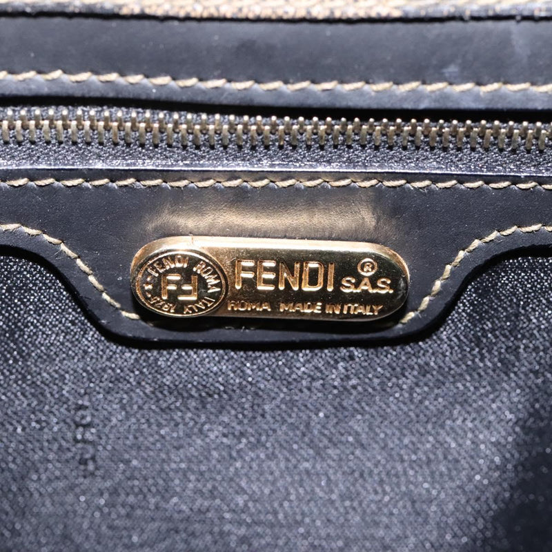 FENDI Pecan Canvas Shoulder Bag Brown Black Auth ep8726