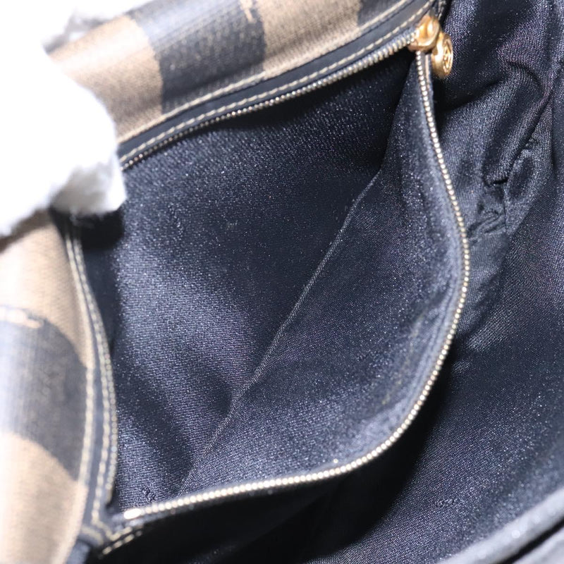 FENDI Pecan Canvas Shoulder Bag Brown Black Auth ep8726
