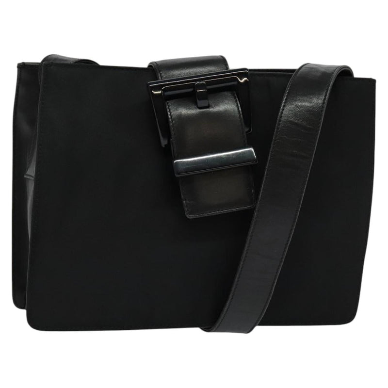 PRADA Shoulder Bag Nylon Black Silver Auth ep8735