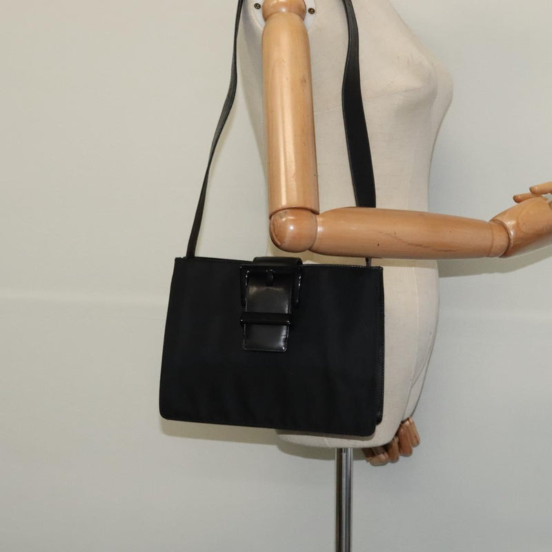PRADA Shoulder Bag Nylon Black Silver Auth ep8735