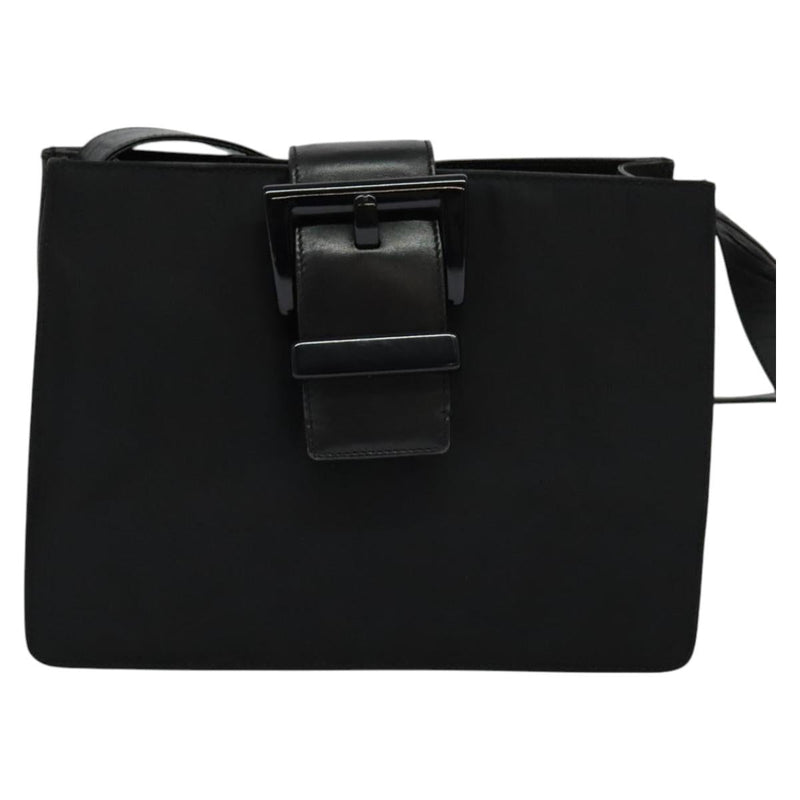 PRADA Shoulder Bag Nylon Black Silver Auth ep8735