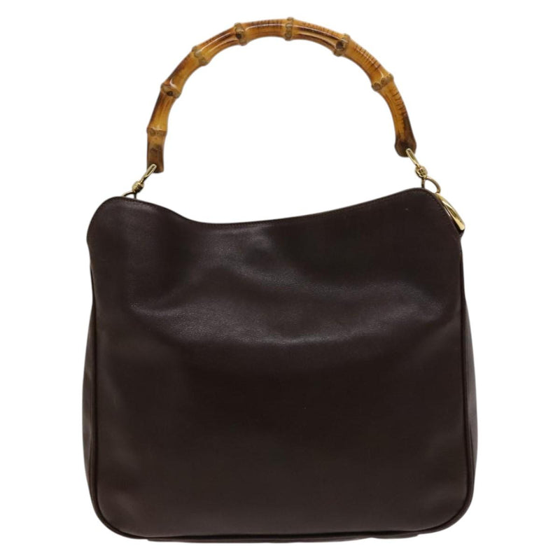 GUCCI Bamboo Hand Bag Leather 2way Brown Gold 001 0166 1638 Auth ep8765