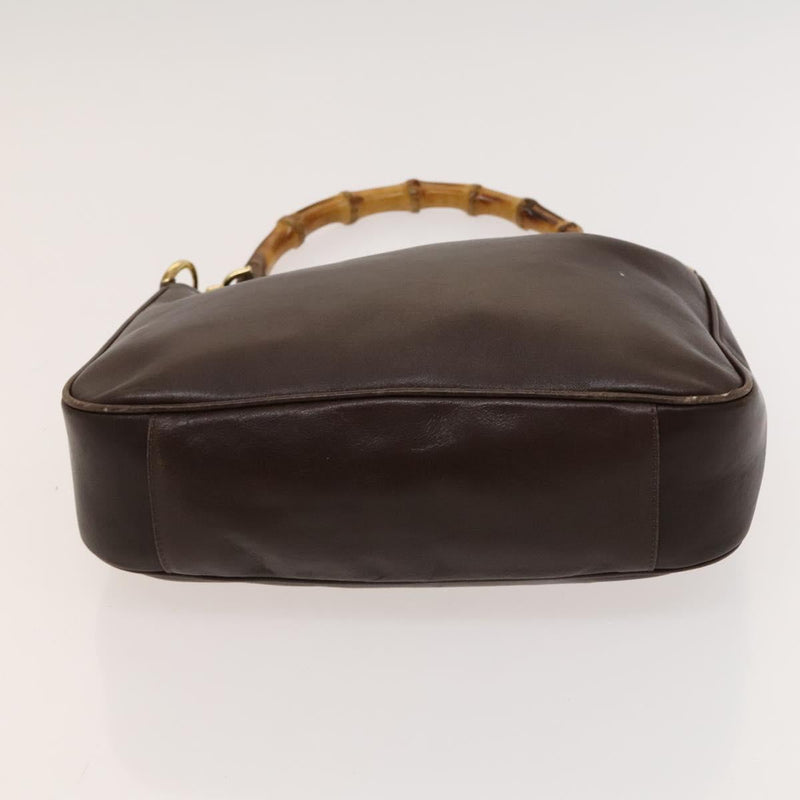 GUCCI Bamboo Hand Bag Leather 2way Brown Gold 001 0166 1638 Auth ep8765