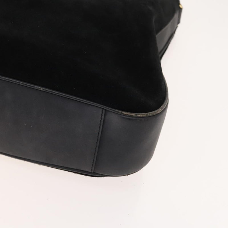 GUCCI Bamboo Hand Bag Suede 2way Black Gold 001 1014 1577 Auth ep8767
