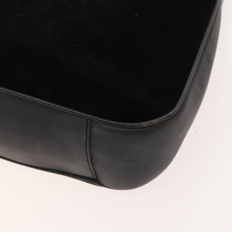 GUCCI Bamboo Hand Bag Suede 2way Black Gold 001 1014 1577 Auth ep8767