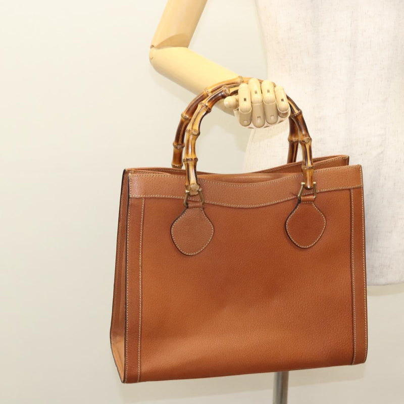 GUCCI Bamboo Hand Bag Leather Brown Gold 002 0260 2615 Auth ep8774