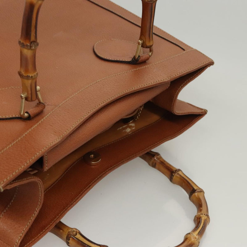 GUCCI Bamboo Hand Bag Leather Brown Gold 002 0260 2615 Auth ep8774