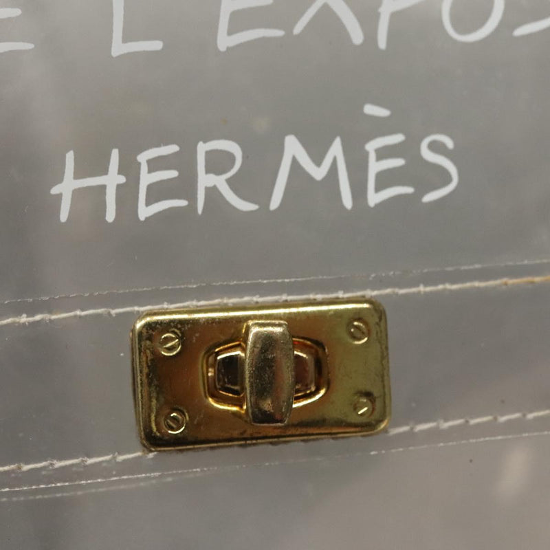 HERMES Vinyl Kelly Hand Bag Vinyl Clear Gold Auth ep8787