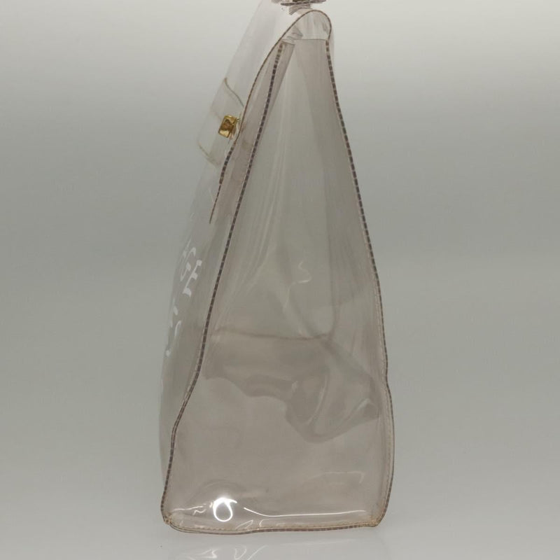HERMES Vinyl Kelly Hand Bag Vinyl Clear Gold Auth ep8787