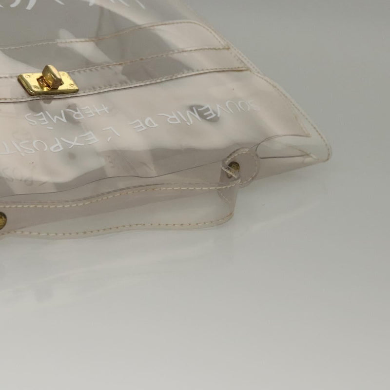 HERMES Vinyl Kelly Hand Bag Vinyl Clear Gold Auth ep8787
