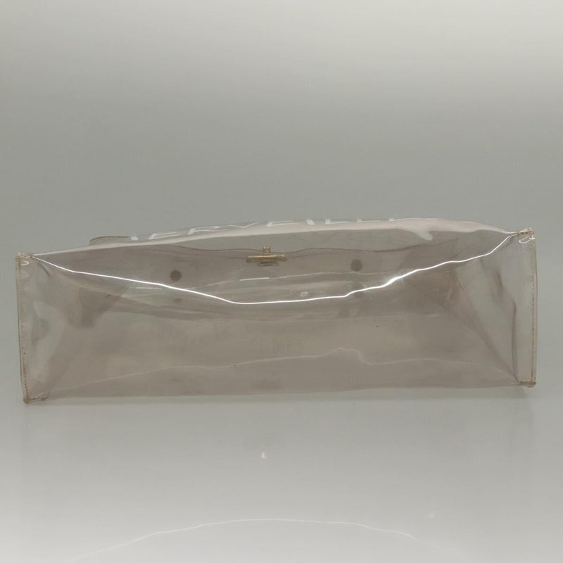 HERMES Vinyl Kelly Hand Bag Vinyl Clear Gold Auth ep8787