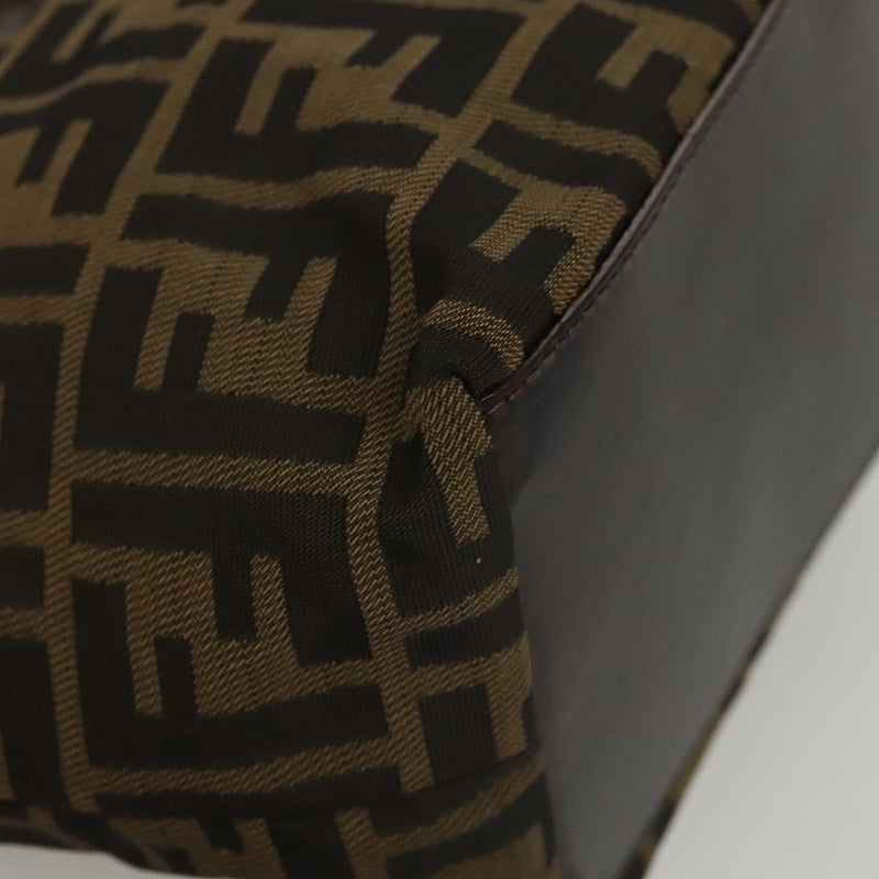 FENDI Zucca Canvas Hand Bag Black Brown Auth ep8790