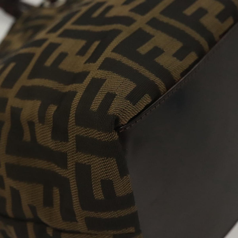 FENDI Zucca Canvas Hand Bag Black Brown Auth ep8790