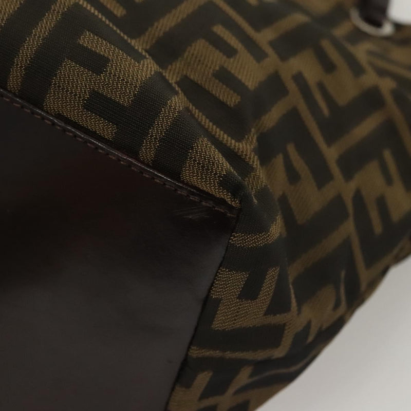 FENDI Zucca Canvas Hand Bag Black Brown Auth ep8790