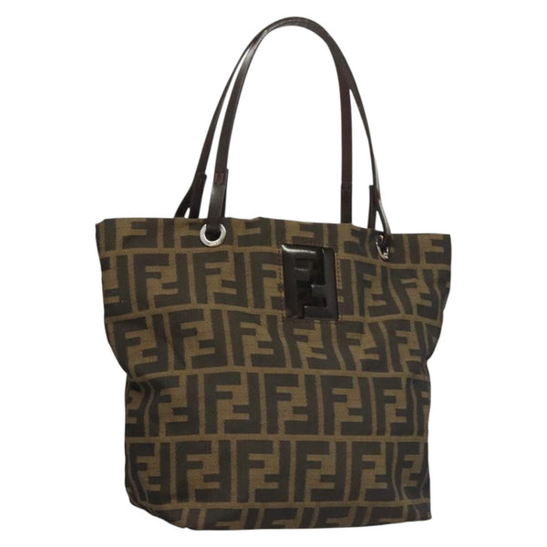 FENDI Zucca Canvas Hand Bag Black Brown Auth ep8790