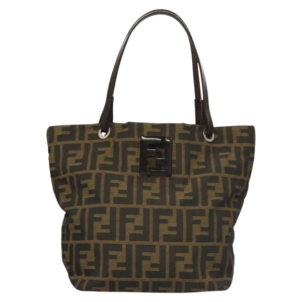FENDI Zucca Canvas Hand Bag Black Brown Auth ep8790